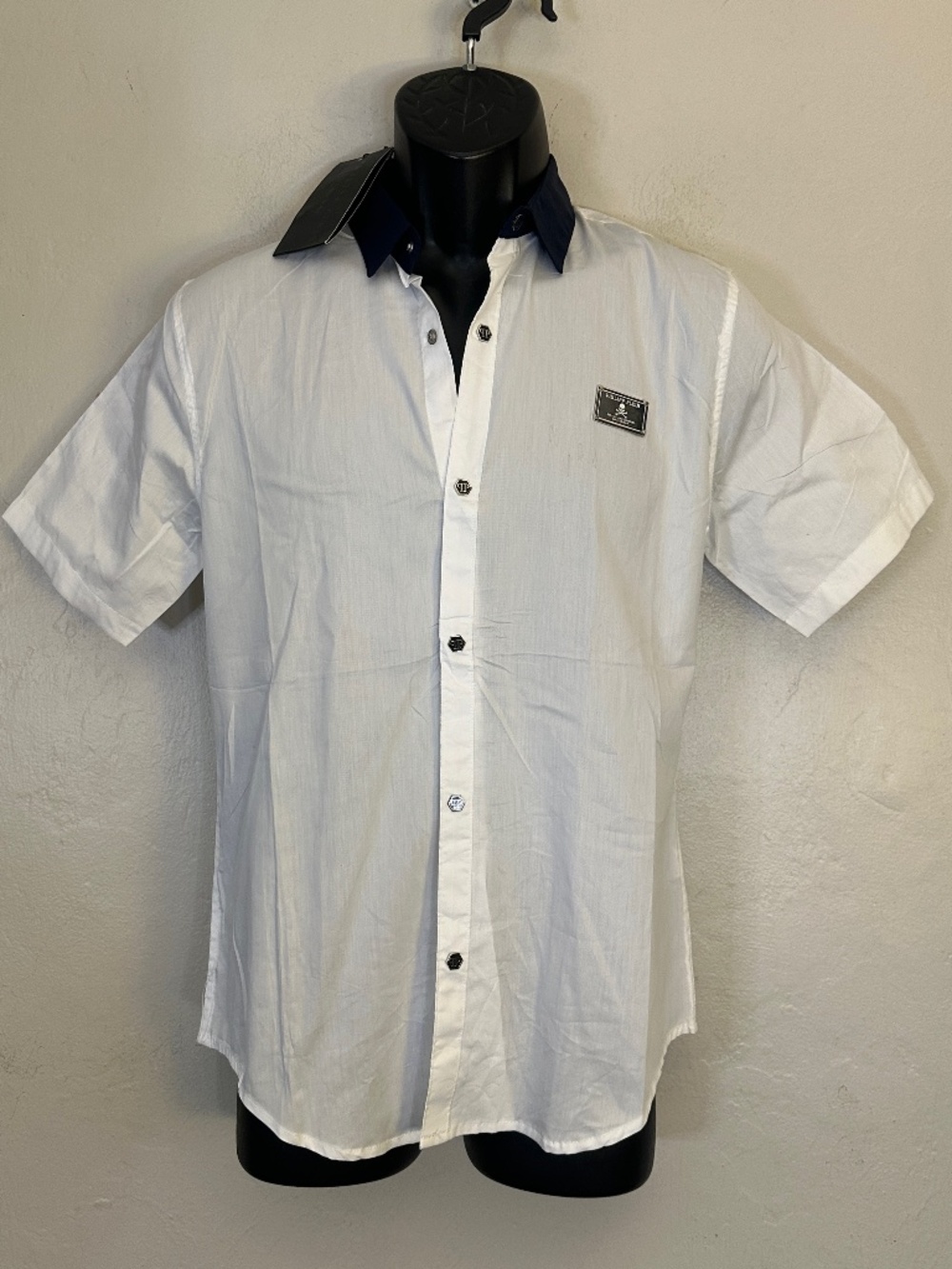 Philipp Plein Short Sleeve Shirt Large runs small New wth tags 100% cotton Snap